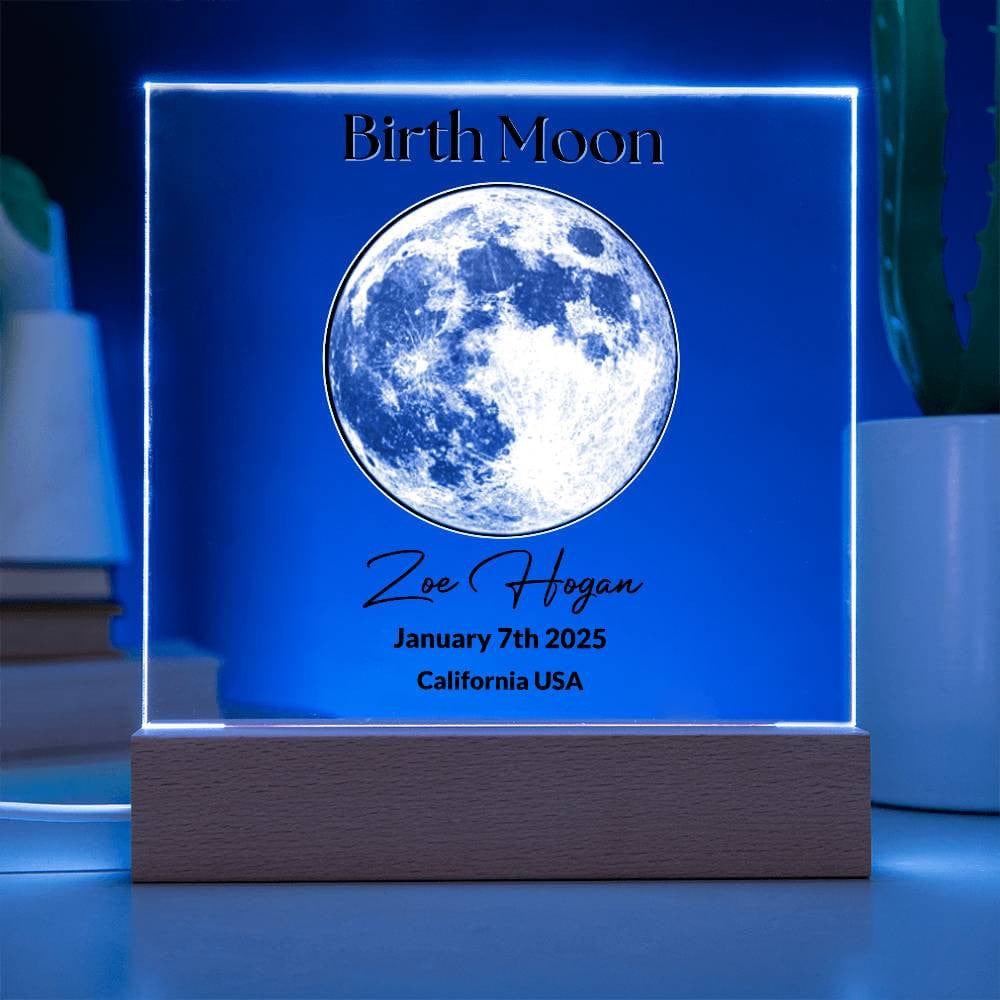 Birth Moon Plaque | Custom LED Acrylic Night Light Gift