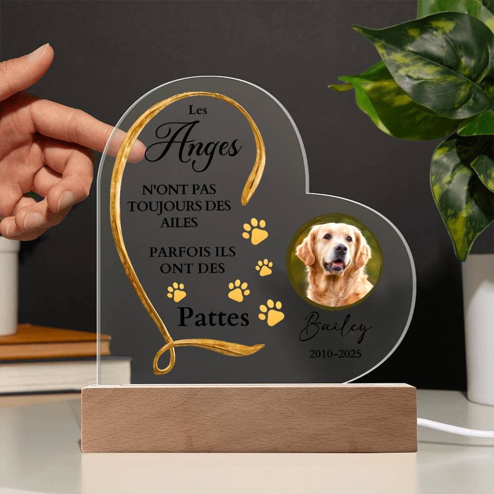 Plaque Commémorative LED en Cœur pour Animal de Compagnie