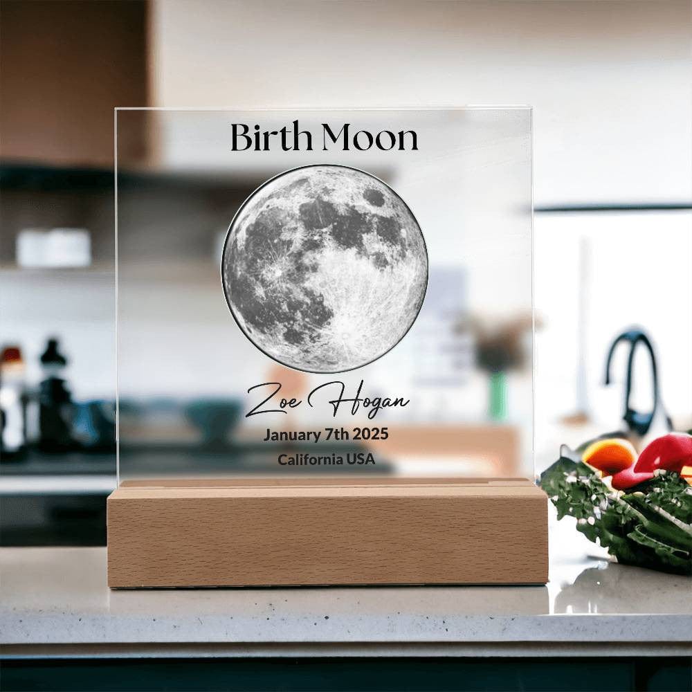 Birth Moon Plaque | Custom LED Acrylic Night Light Gift