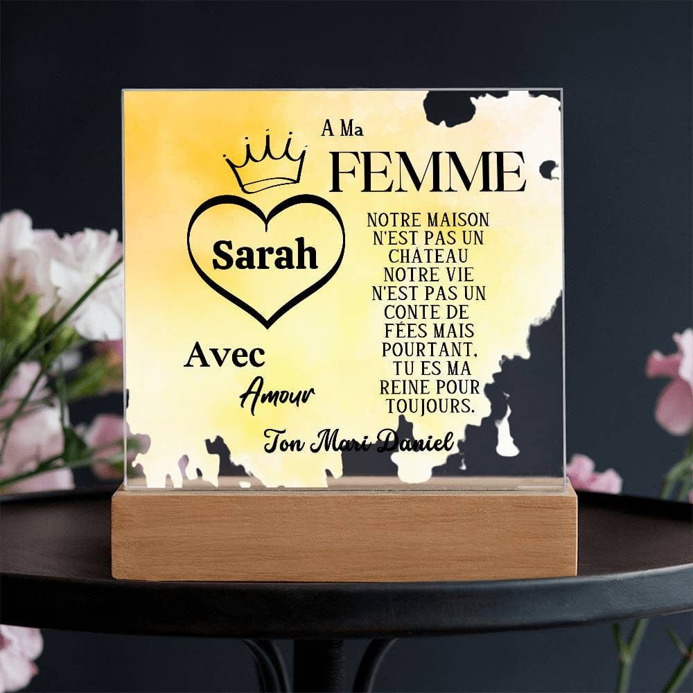 Cadeau Romantique pour Epouse | Plaque en Acrylique Personnalisée
