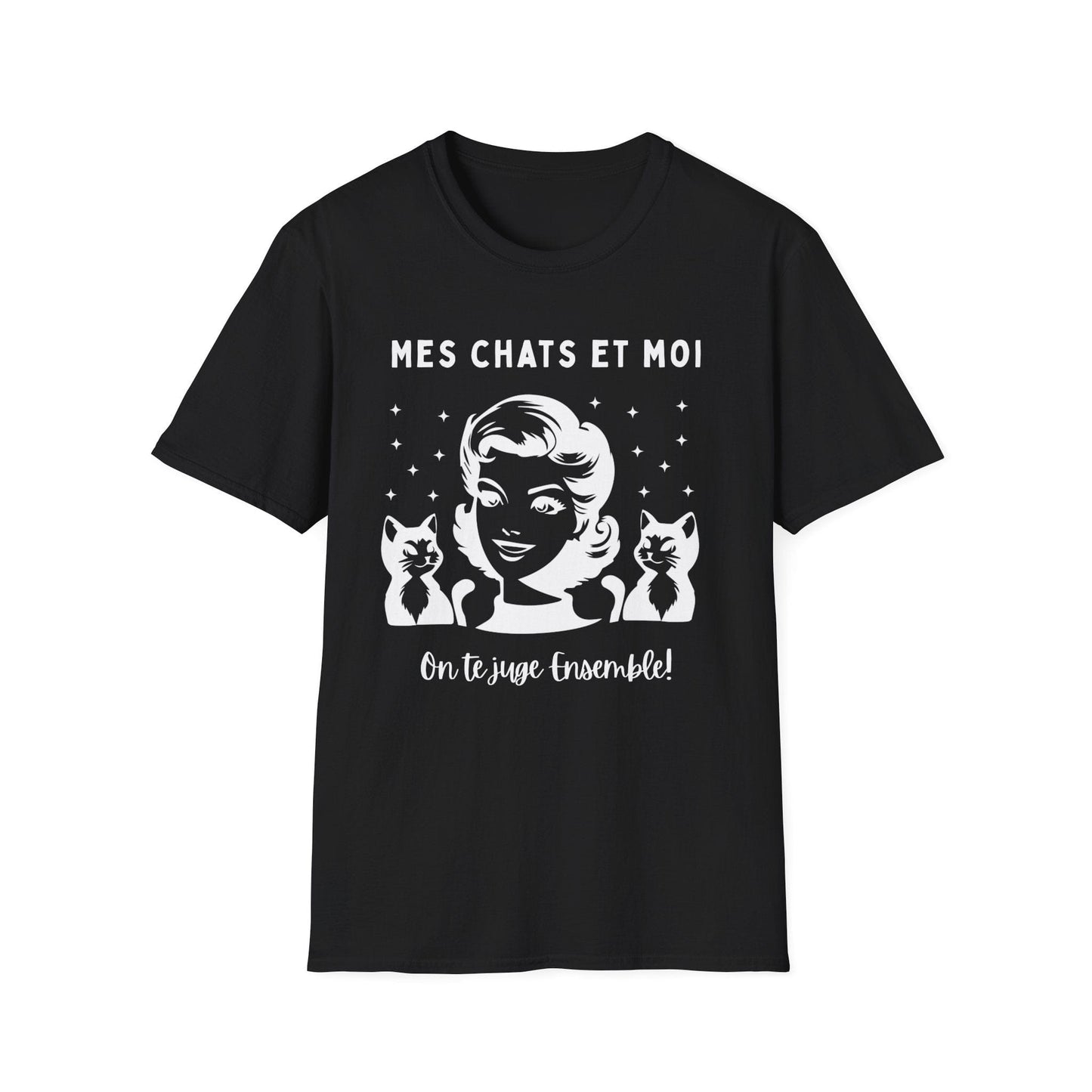 T-Shirt Femme Humoristique – "Mes Chats et Moi On te Juge"