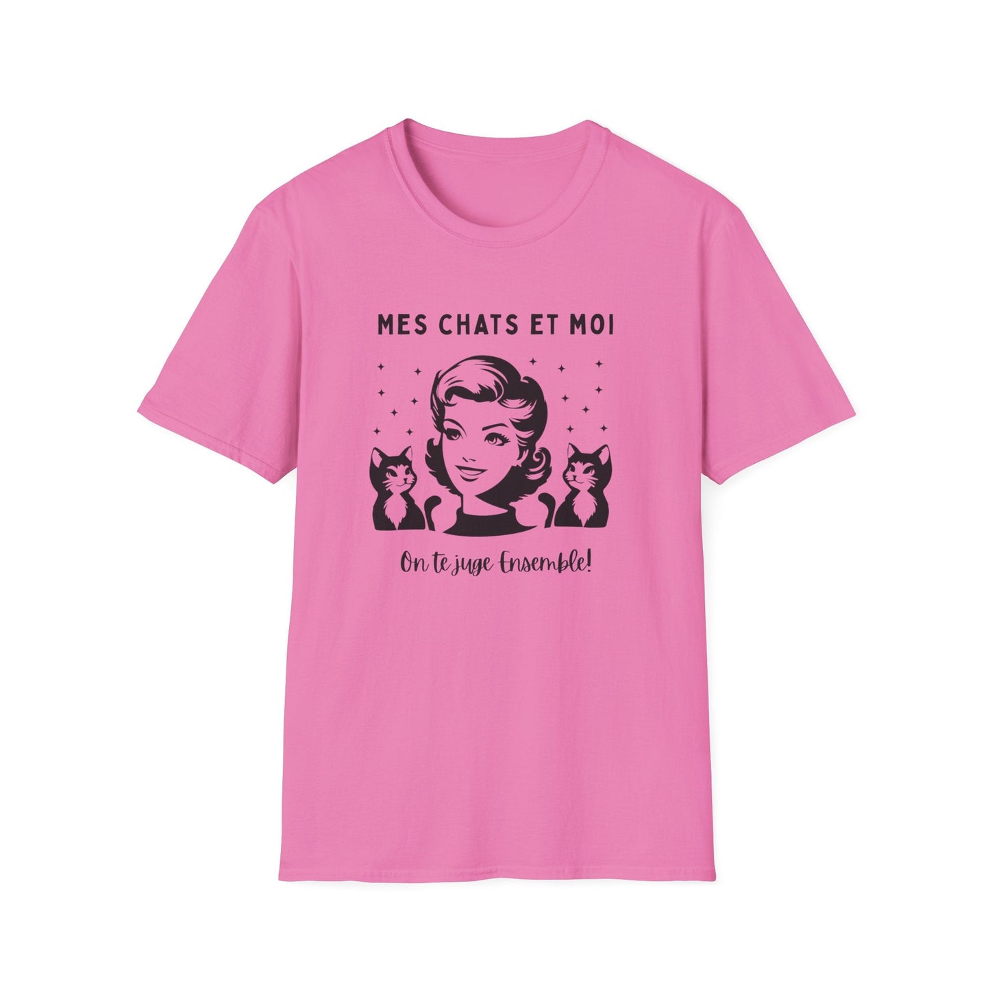 T-Shirt Femme Humoristique – "Mes Chats et Moi On te Juge"