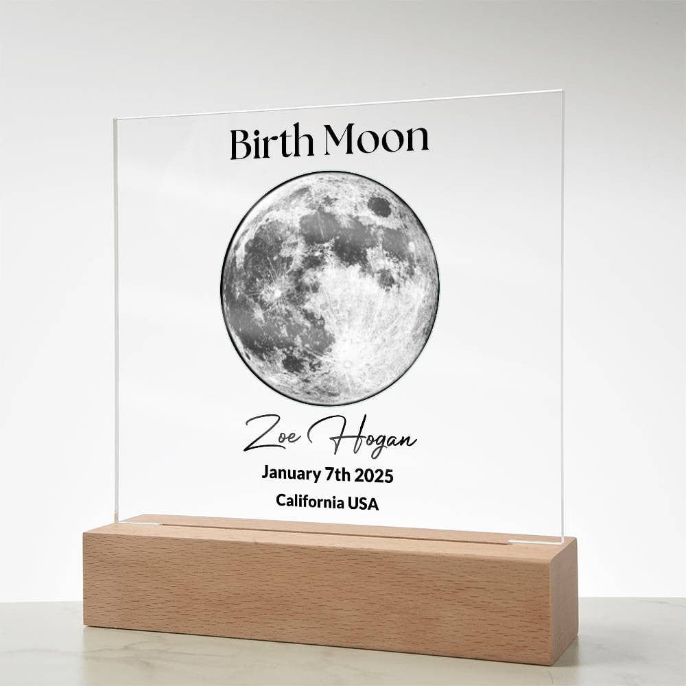 Birth Moon Plaque | Custom LED Acrylic Night Light Gift