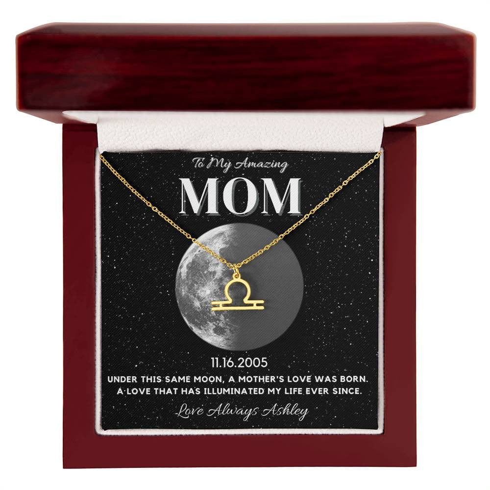 ✨ Zodiac & Moon Phase Necklace – A Personalized Gift for Moms ✨