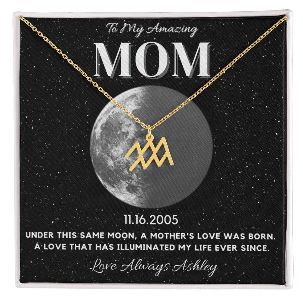 ✨ Zodiac & Moon Phase Necklace – A Personalized Gift for Moms ✨