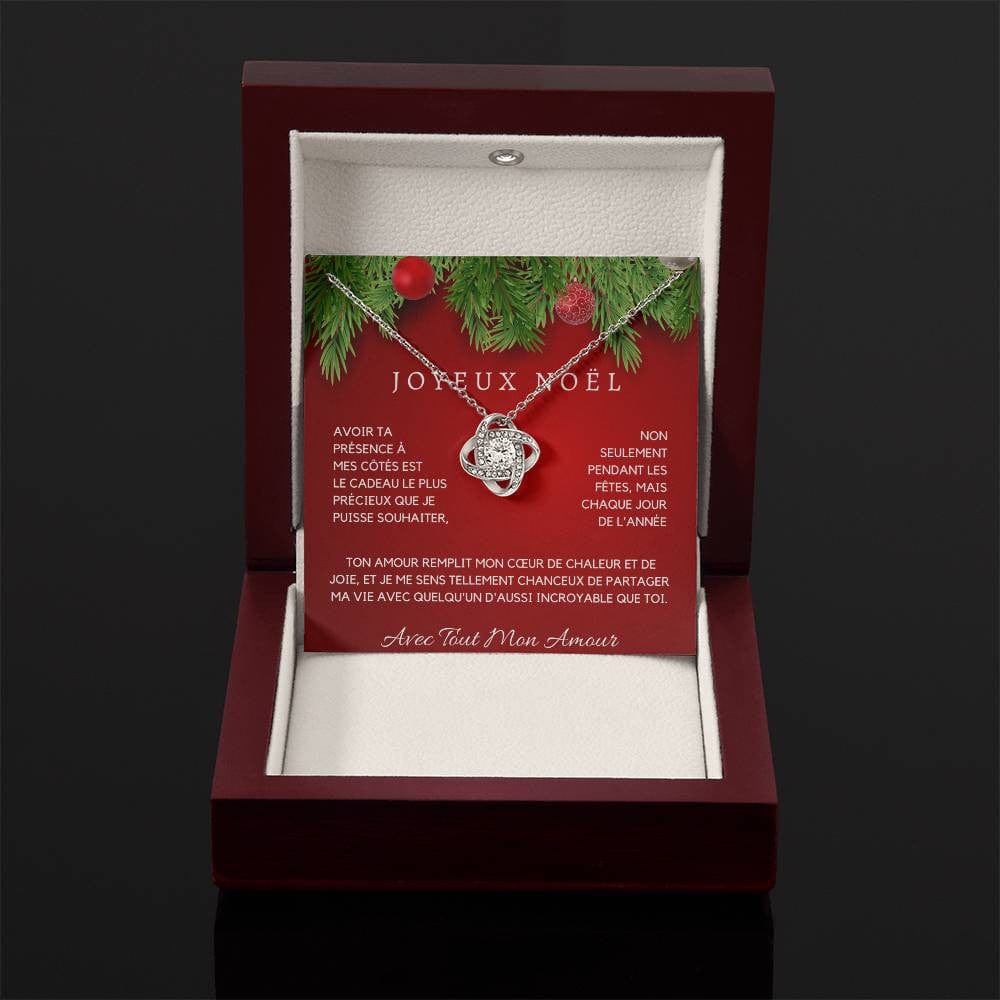 Collier Joyeux Noël en Or Blanc 14K ou Or Jaune 18K avec Zircon Cubique