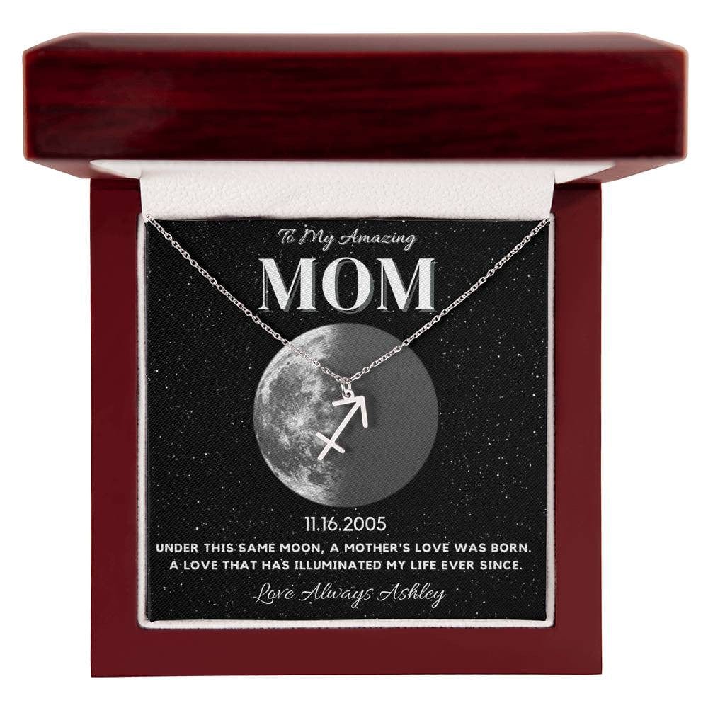 ✨ Zodiac & Moon Phase Necklace – A Personalized Gift for Moms ✨