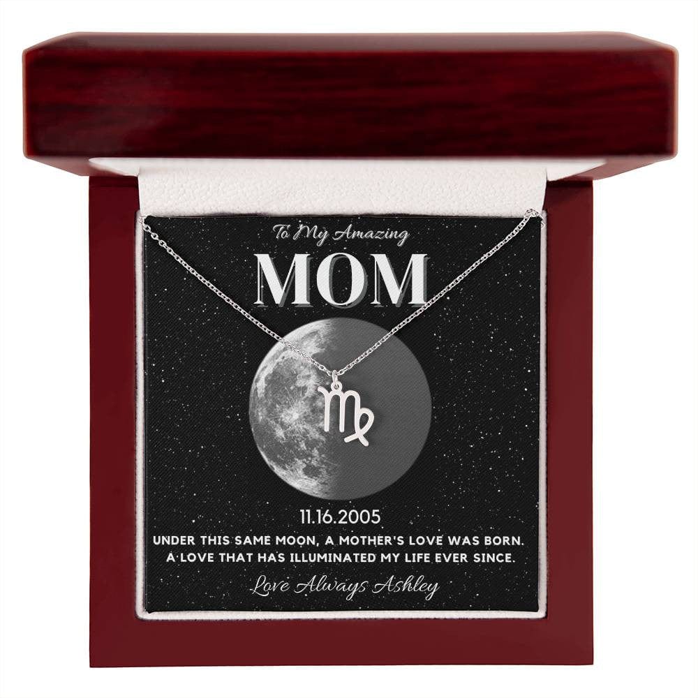 ✨ Zodiac & Moon Phase Necklace – A Personalized Gift for Moms ✨