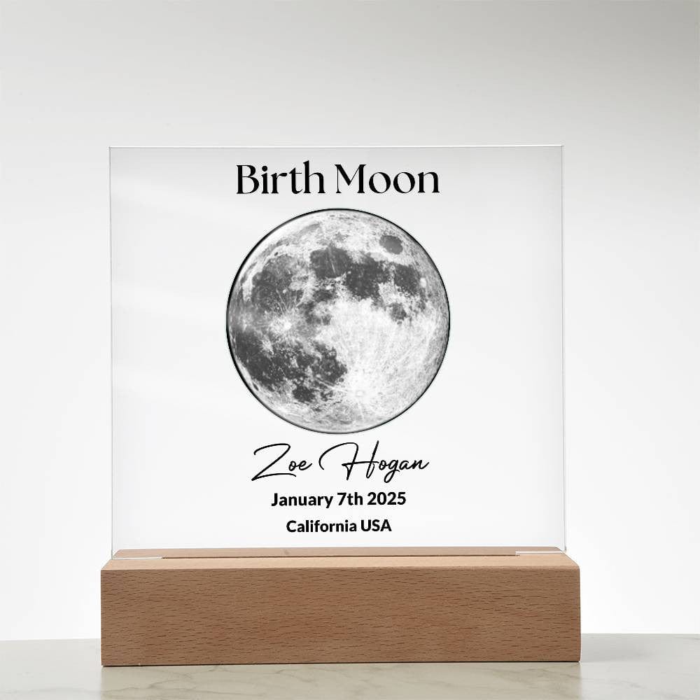 Birth Moon Plaque | Custom LED Acrylic Night Light Gift