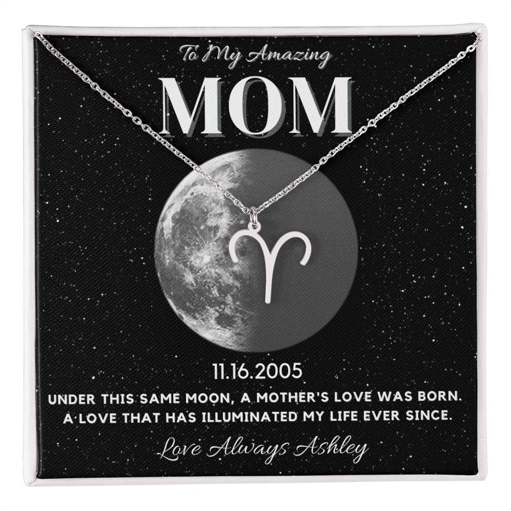 ✨ Zodiac & Moon Phase Necklace – A Personalized Gift for Moms ✨