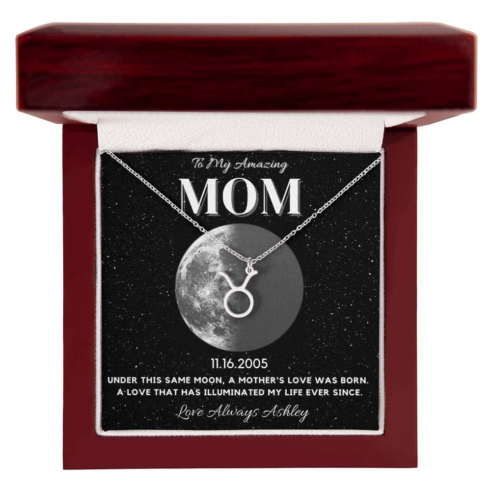 ✨ Zodiac & Moon Phase Necklace – A Personalized Gift for Moms ✨
