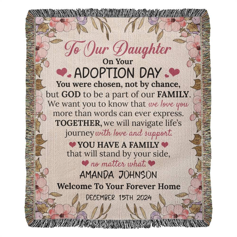 Adoption Day Personalized Woven Blanket - Custom Name & Date