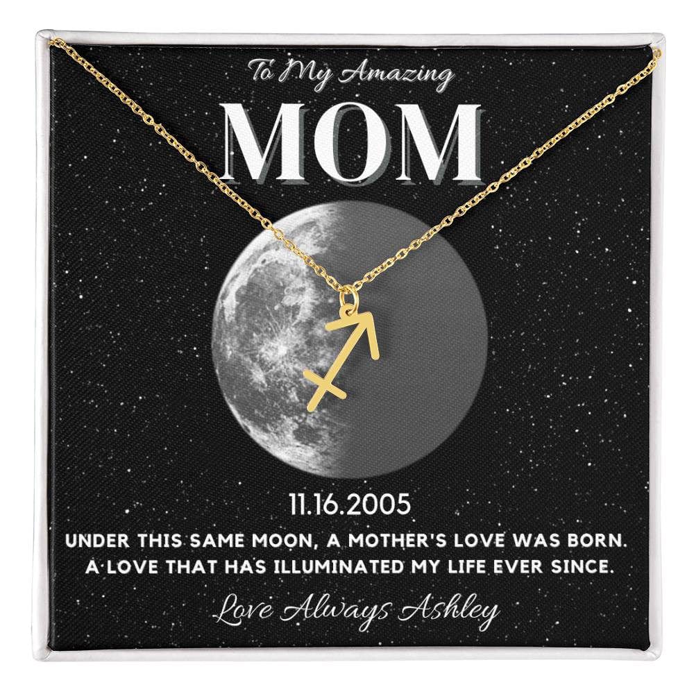✨ Zodiac & Moon Phase Necklace – A Personalized Gift for Moms ✨