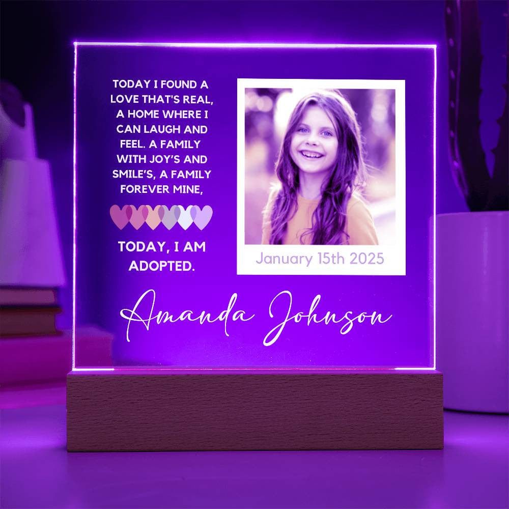 Adoption Day Keepsake - Personalized LED Acrylic Plaque