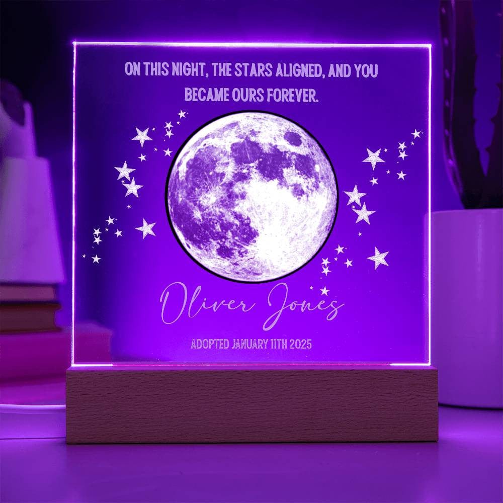 Adoption Keepsake | Personalized Moon Phase Acrylic Square Plaque