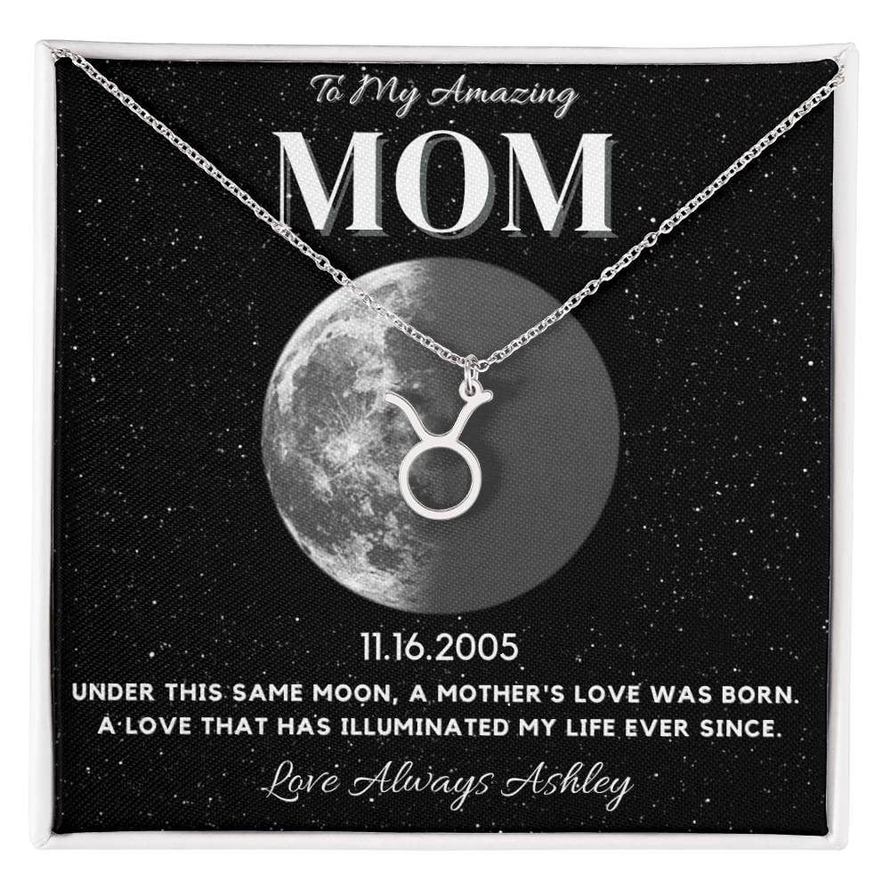 ✨ Zodiac & Moon Phase Necklace – A Personalized Gift for Moms ✨