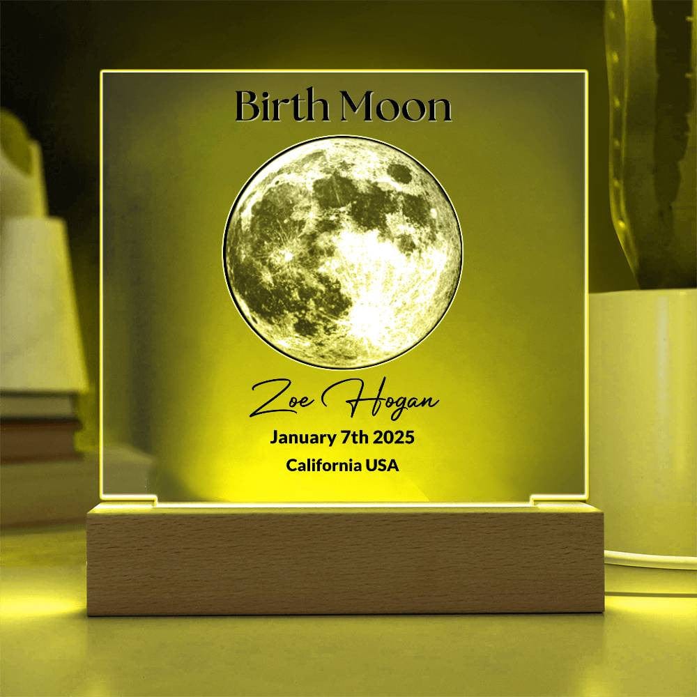 Birth Moon Plaque | Custom LED Acrylic Night Light Gift