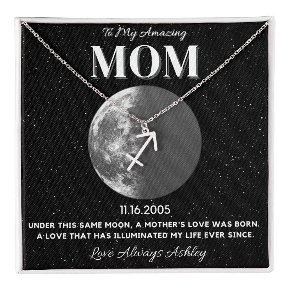 ✨ Zodiac & Moon Phase Necklace – A Personalized Gift for Moms ✨
