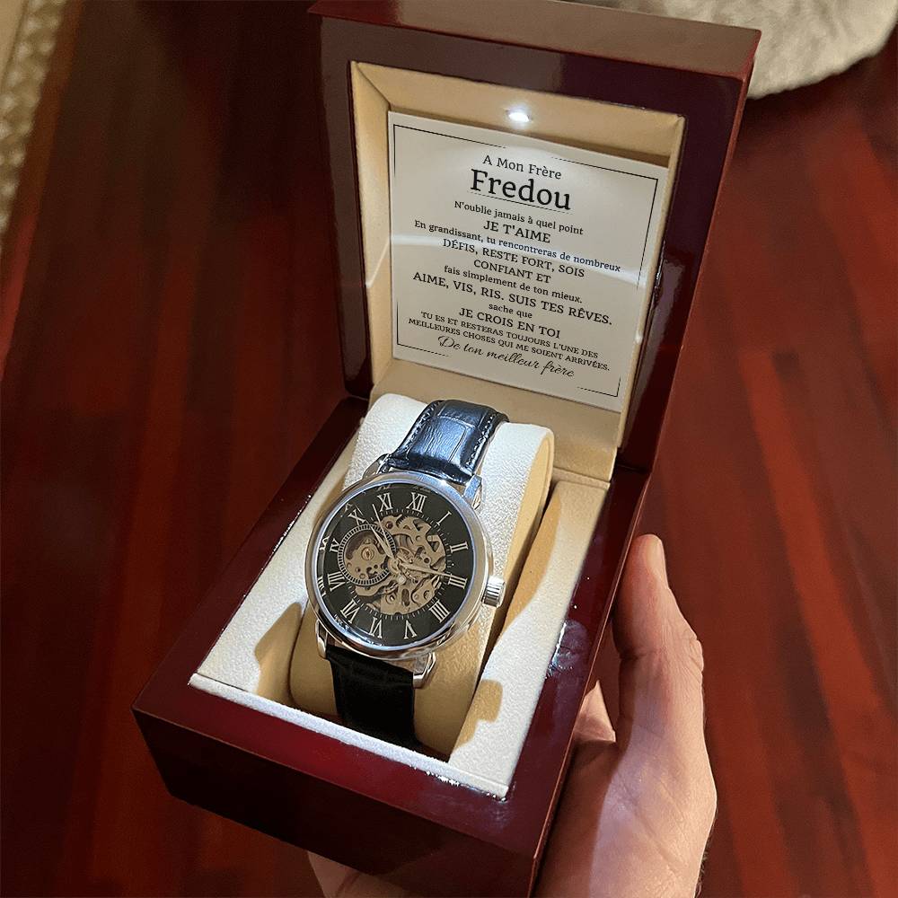 Montre Squelette "À Mon Frère" – Coffret Cadeau de Luxe Personnalisé