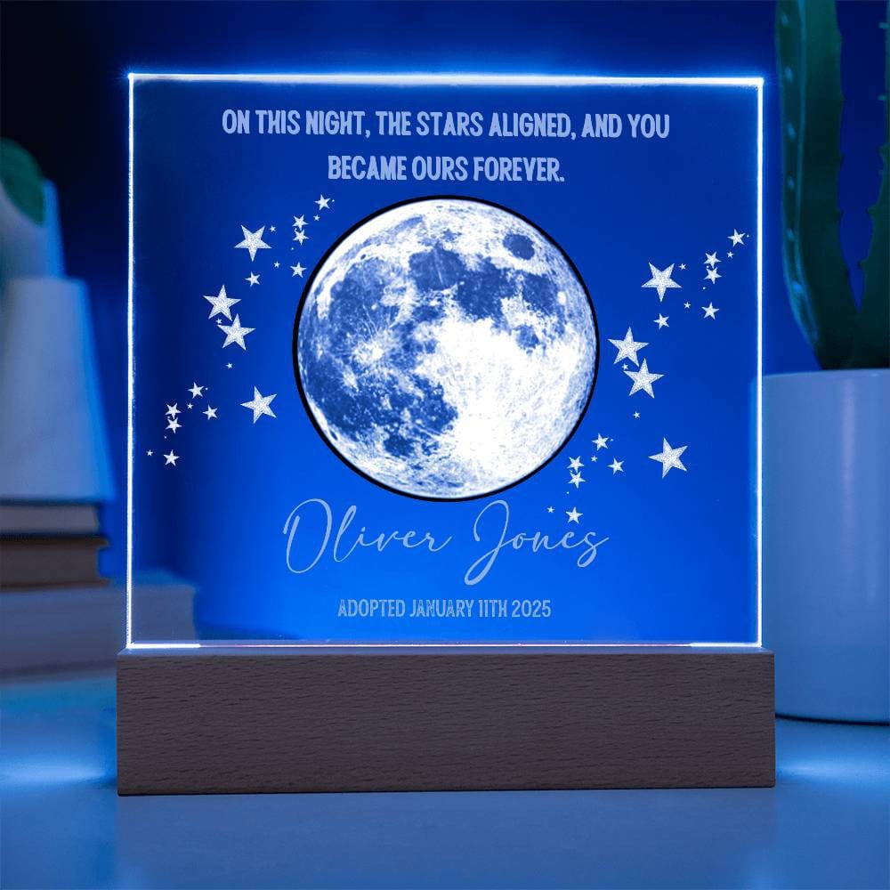 Adoption Keepsake | Personalized Moon Phase Acrylic Square Plaque