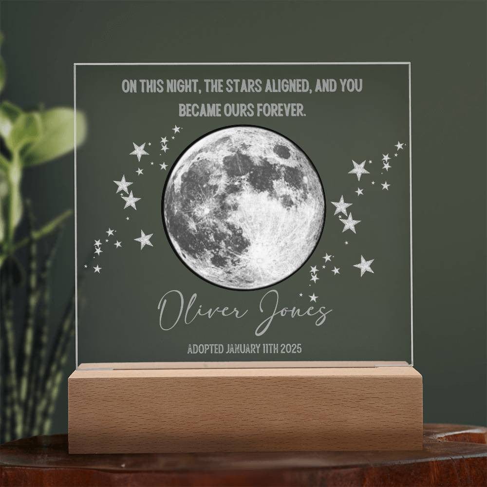 Adoption Keepsake | Personalized Moon Phase Acrylic Square Plaque