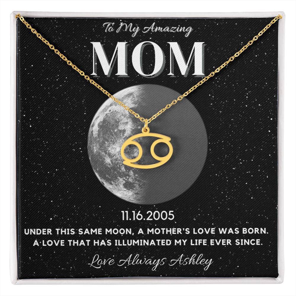 ✨ Zodiac & Moon Phase Necklace – A Personalized Gift for Moms ✨