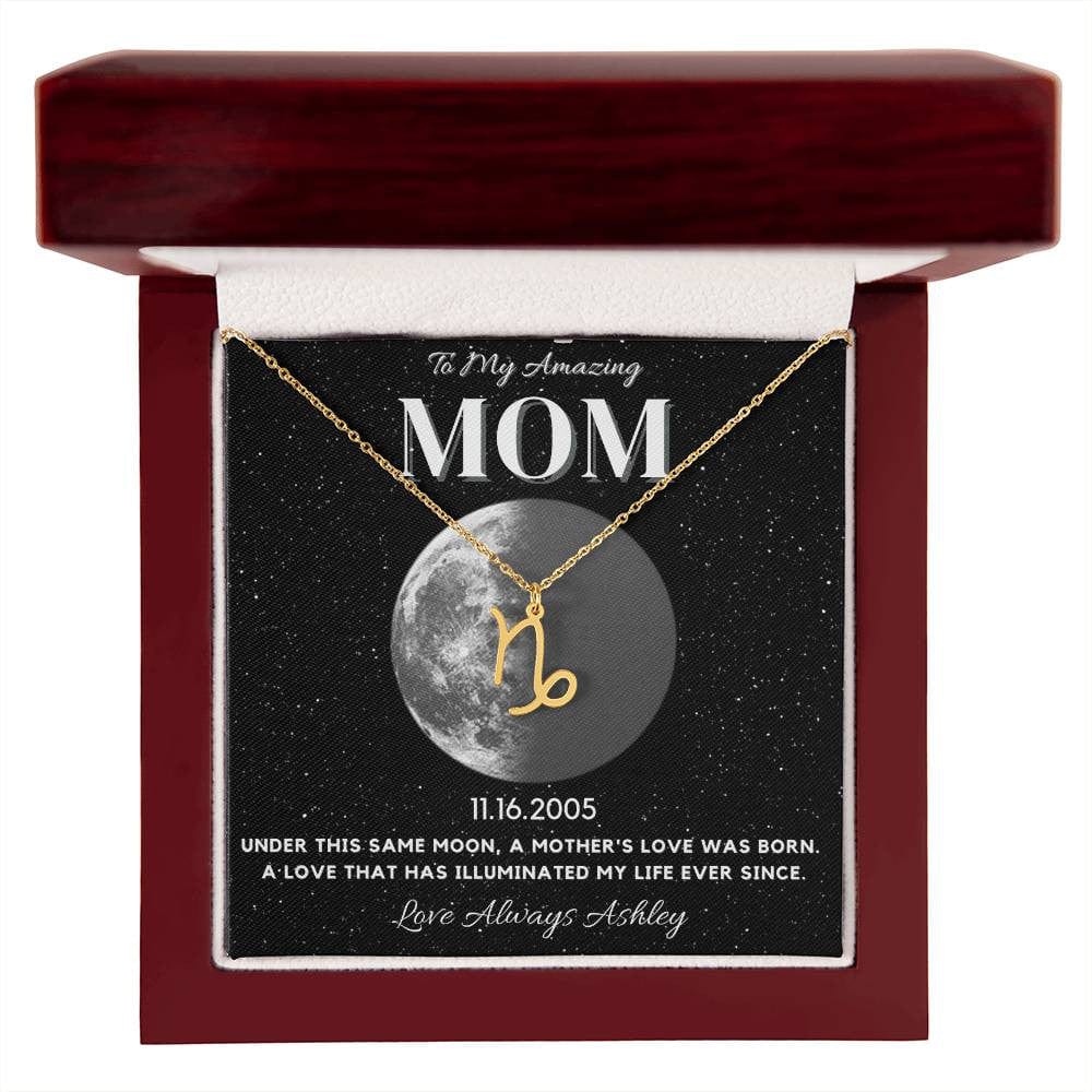 ✨ Zodiac & Moon Phase Necklace – A Personalized Gift for Moms ✨