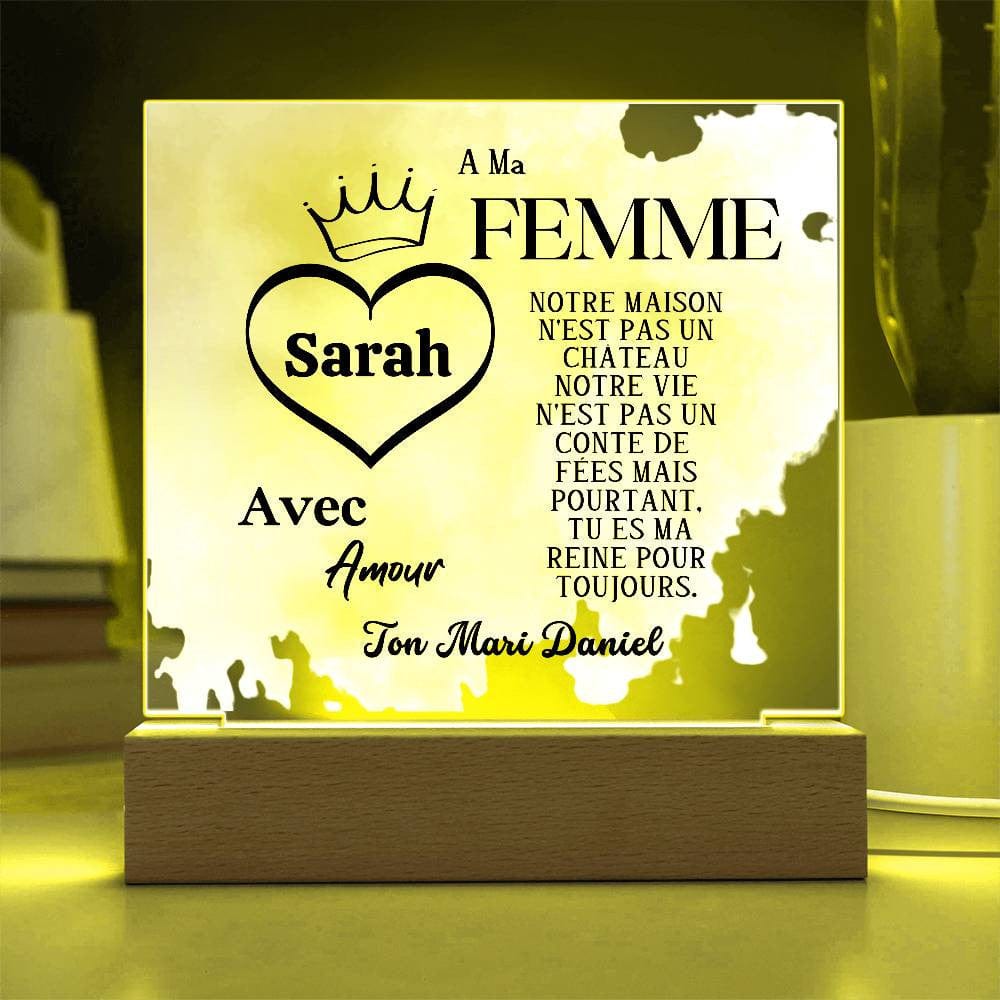Cadeau Romantique pour Epouse | Plaque en Acrylique Personnalisée