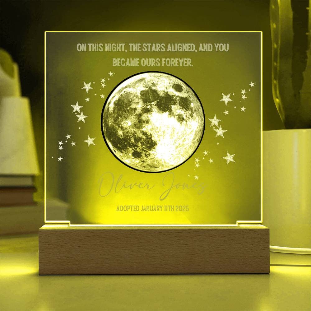 Adoption Keepsake | Personalized Moon Phase Acrylic Square Plaque