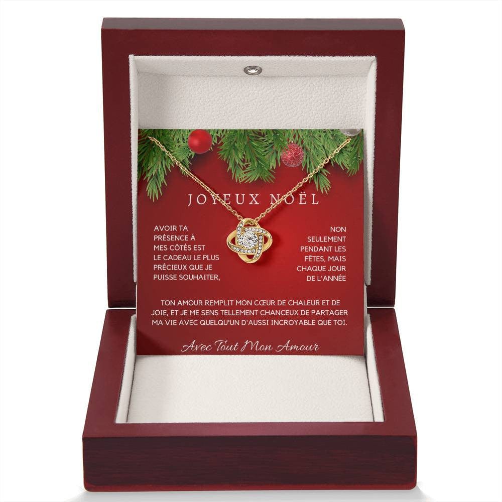 Collier Joyeux Noël en Or Blanc 14K ou Or Jaune 18K avec Zircon Cubique
