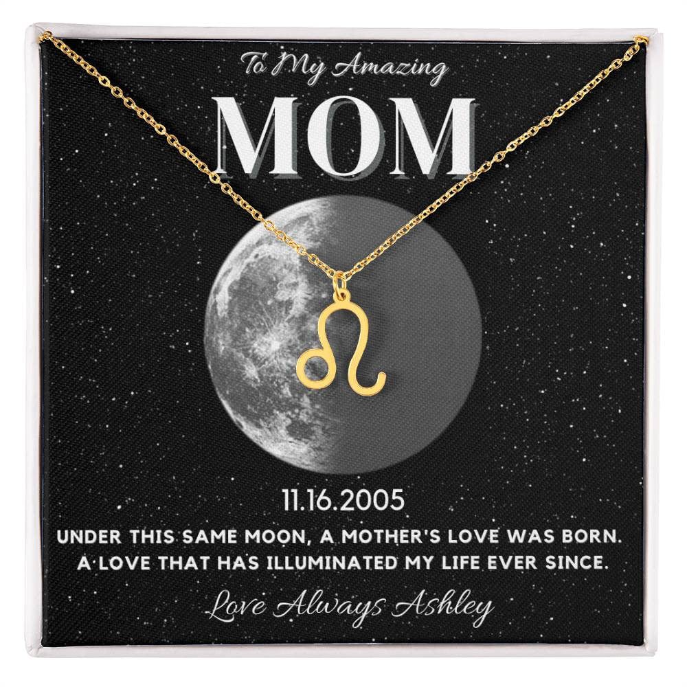✨ Zodiac & Moon Phase Necklace – A Personalized Gift for Moms ✨