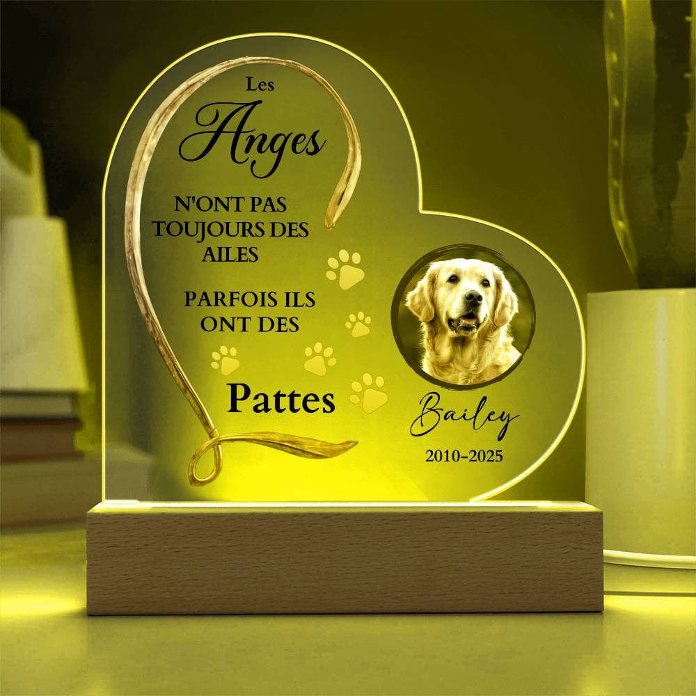 Plaque Commémorative LED en Cœur pour Animal de Compagnie
