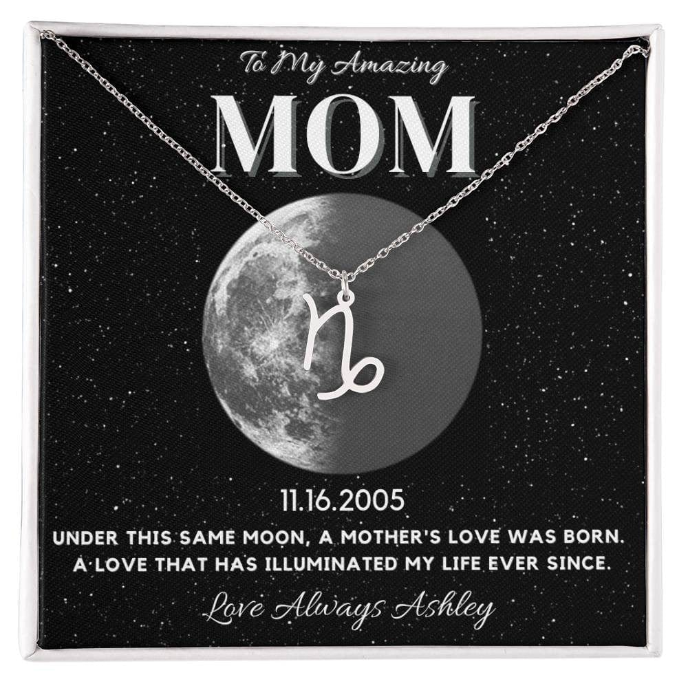 ✨ Zodiac & Moon Phase Necklace – A Personalized Gift for Moms ✨
