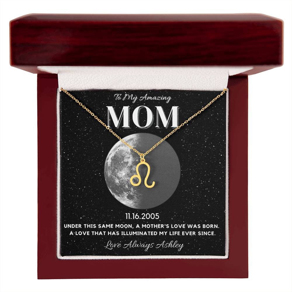 ✨ Zodiac & Moon Phase Necklace – A Personalized Gift for Moms ✨