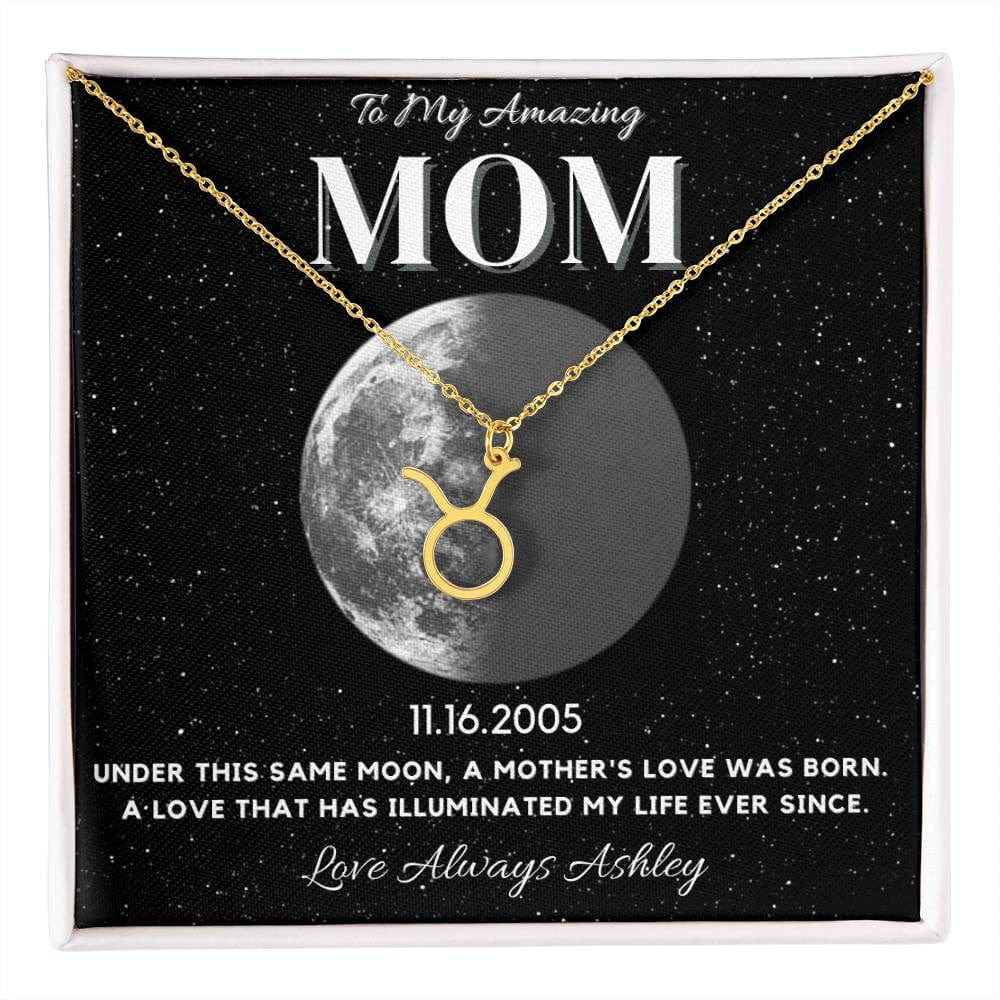 ✨ Zodiac & Moon Phase Necklace – A Personalized Gift for Moms ✨