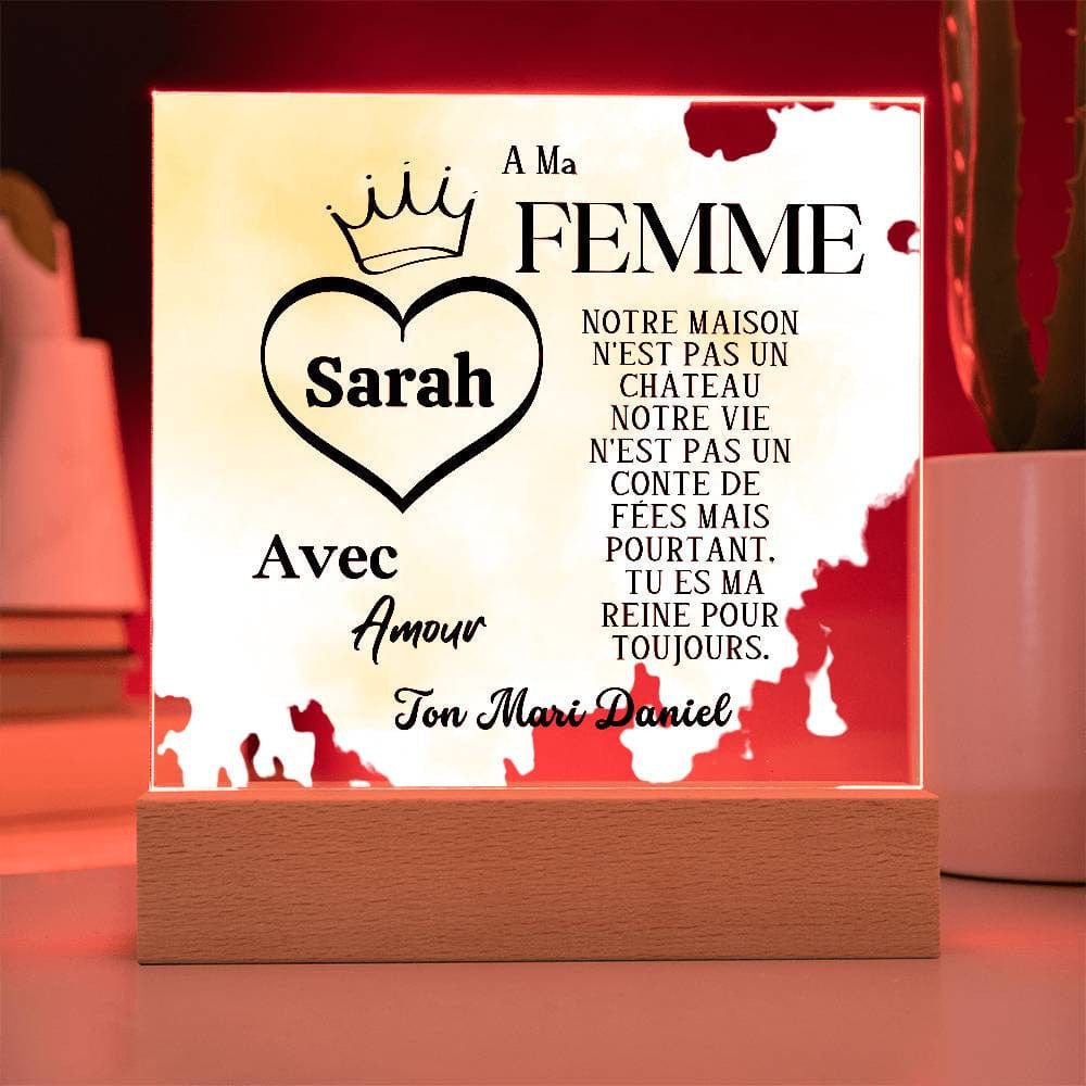 Cadeau Romantique pour Epouse | Plaque en Acrylique Personnalisée
