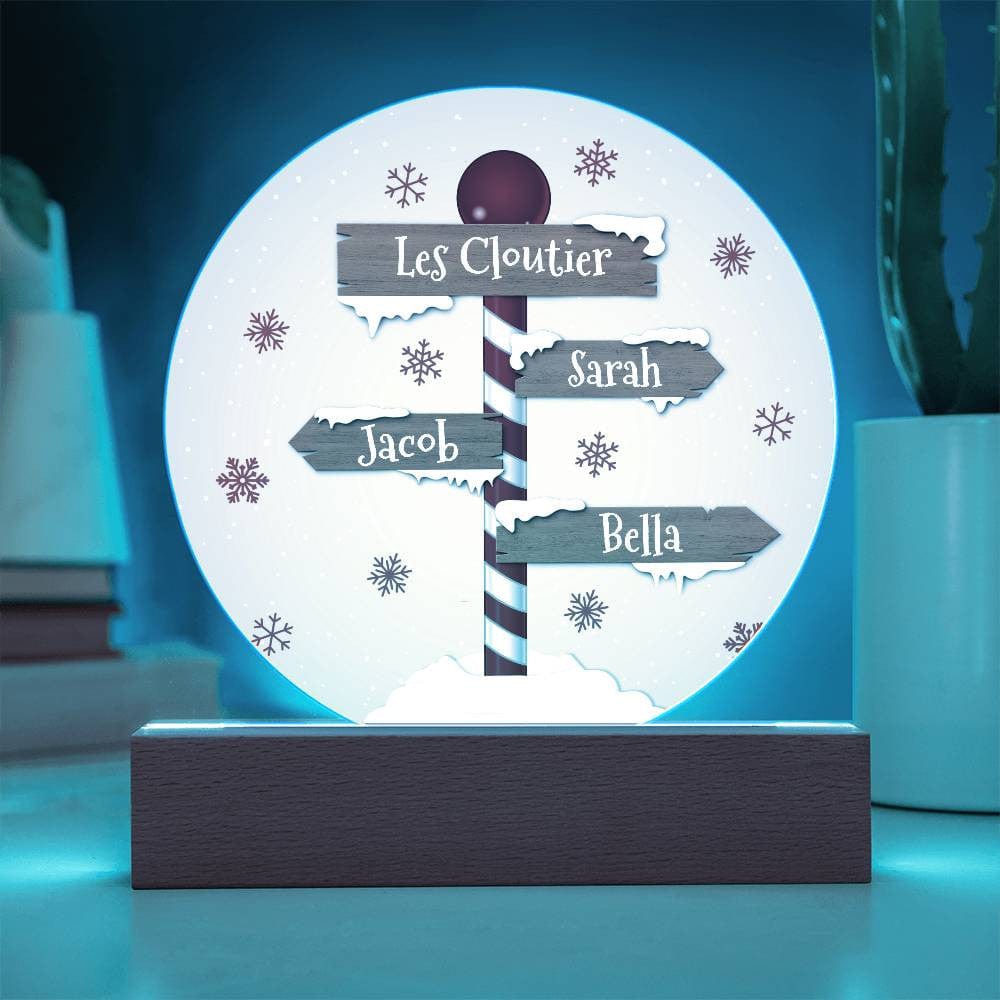 Cadeau Unique de Noël | Panneau Pôle Nord avec Prénoms | Cadeau LED de Noël