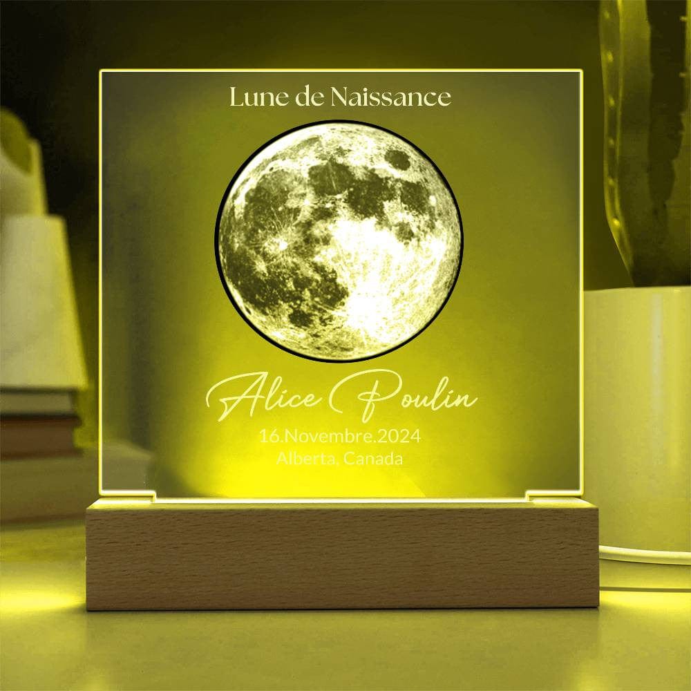 Lune Personnalisée | Plaque Led Votre Phase Lunaire - Nom, Date & Lieu