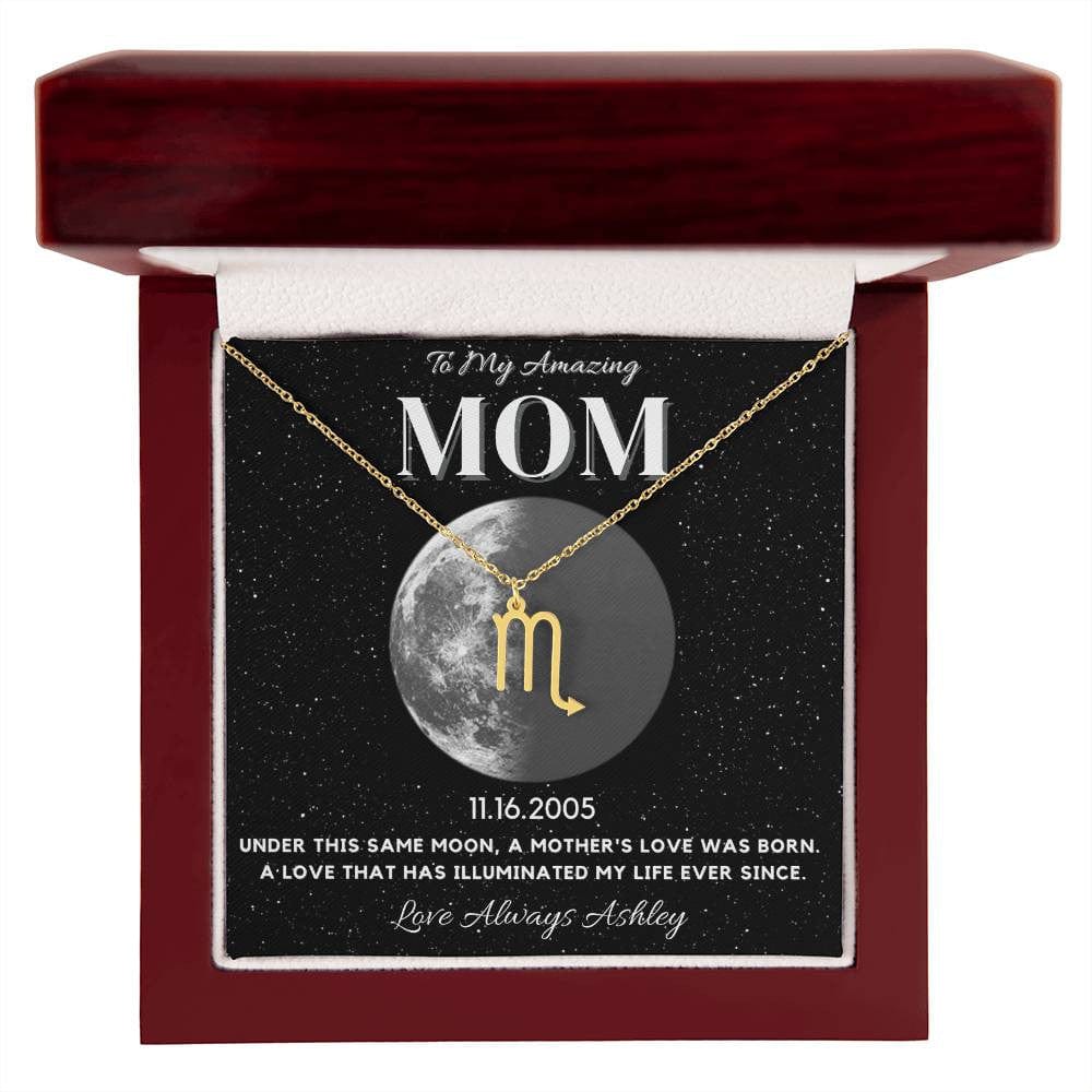 ✨ Zodiac & Moon Phase Necklace – A Personalized Gift for Moms ✨