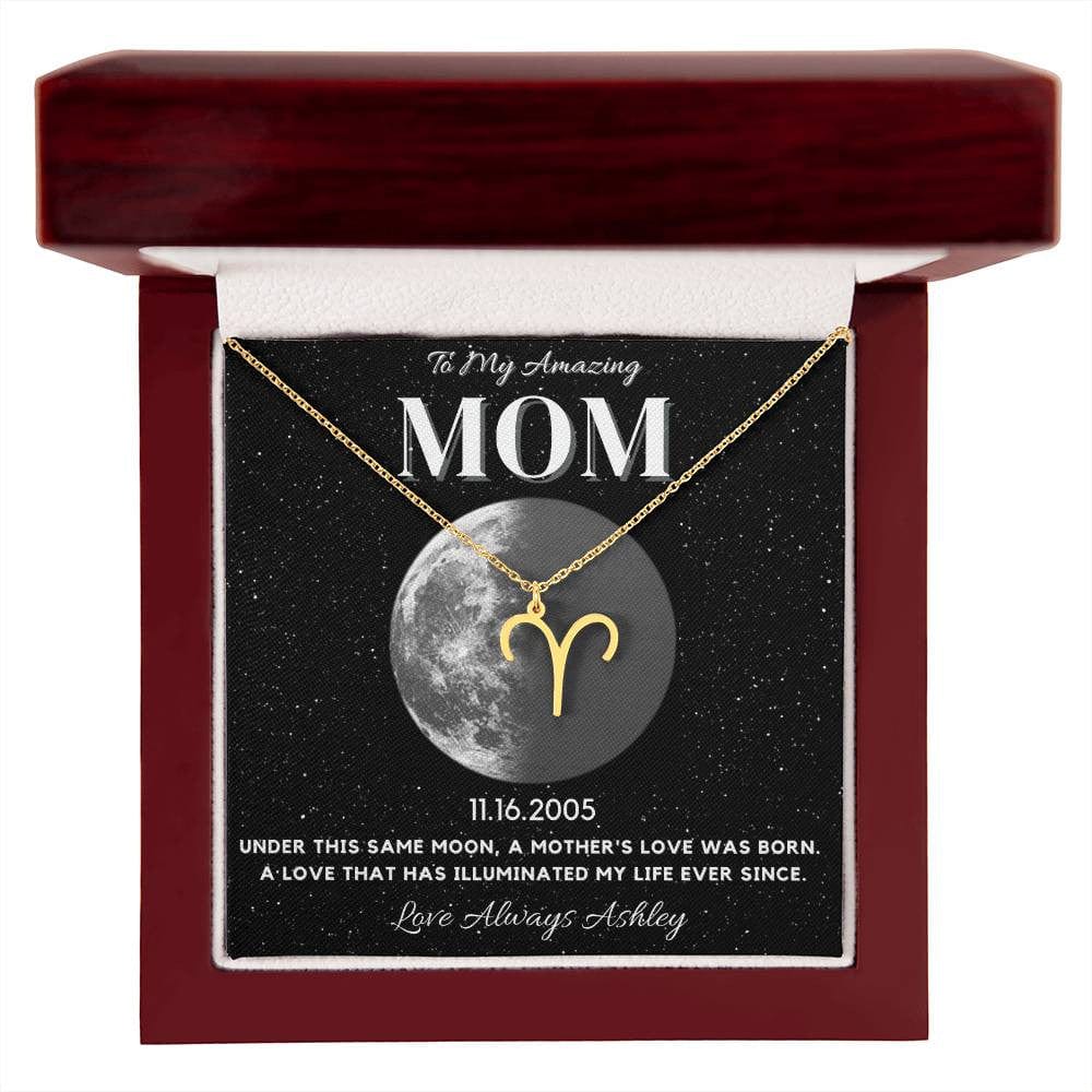 ✨ Zodiac & Moon Phase Necklace – A Personalized Gift for Moms ✨