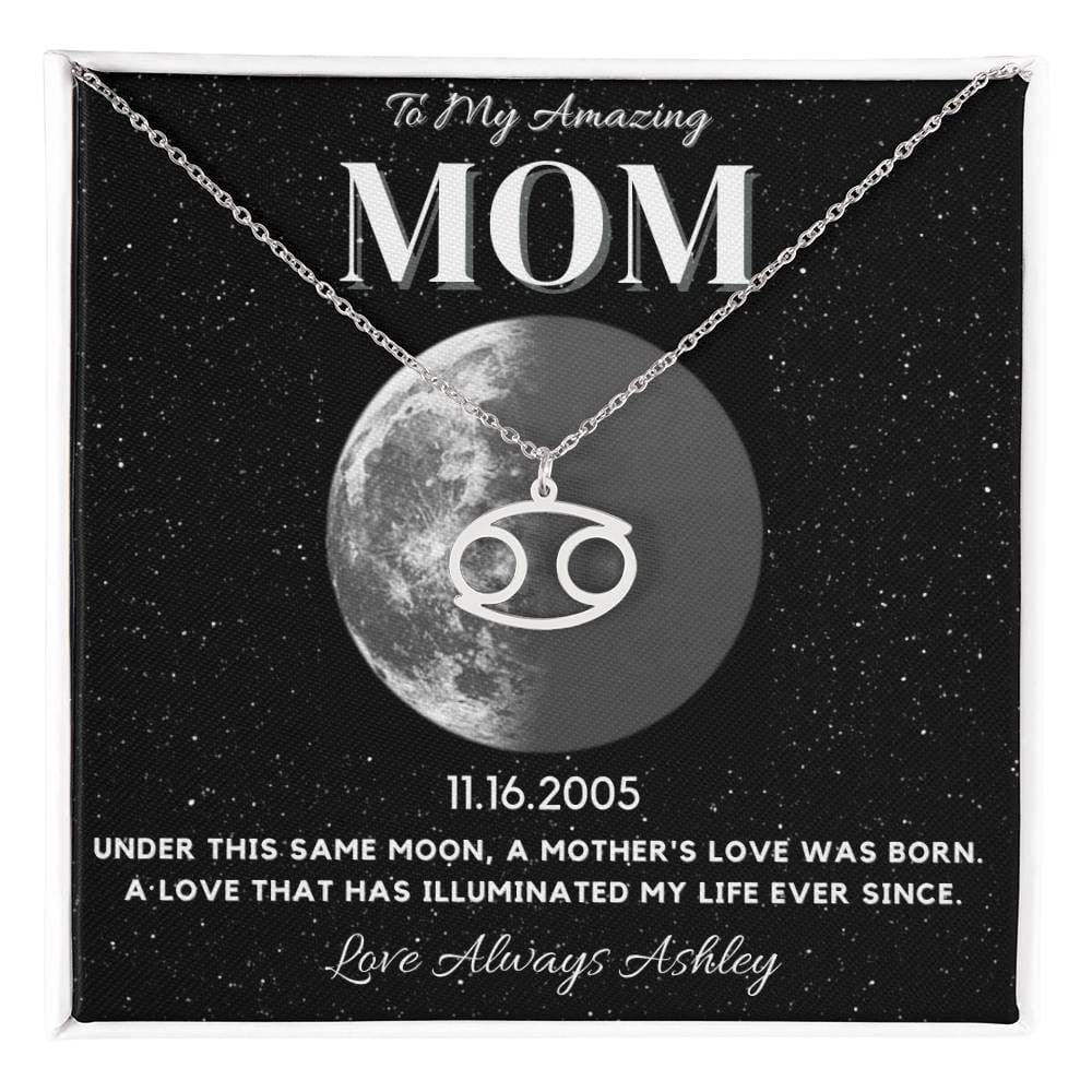 ✨ Zodiac & Moon Phase Necklace – A Personalized Gift for Moms ✨