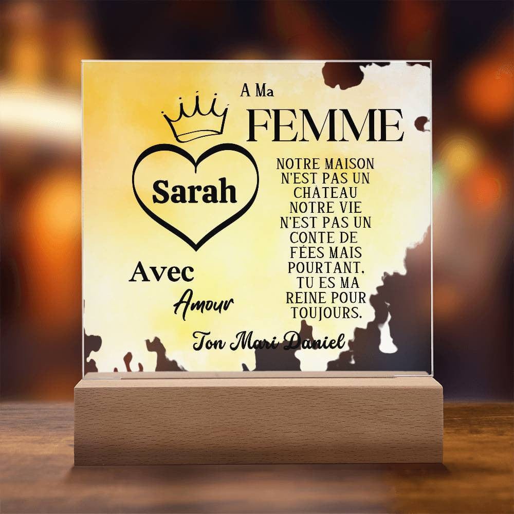 Cadeau Romantique pour Epouse | Plaque en Acrylique Personnalisée