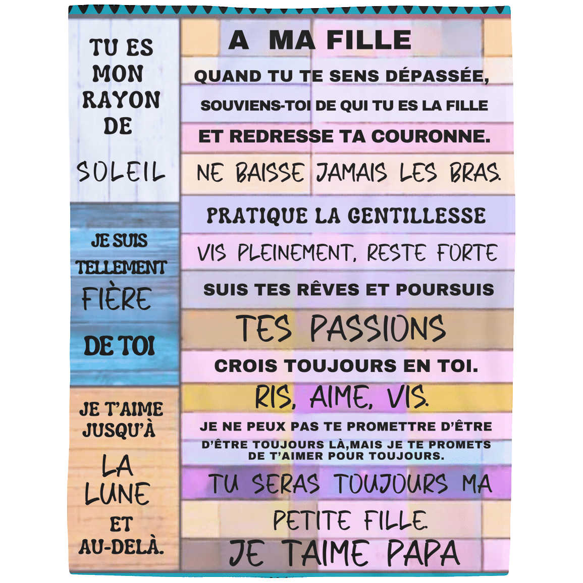 Cadeau Touchant de Papa à Fille - Couverture Polaire Ultra-Douce