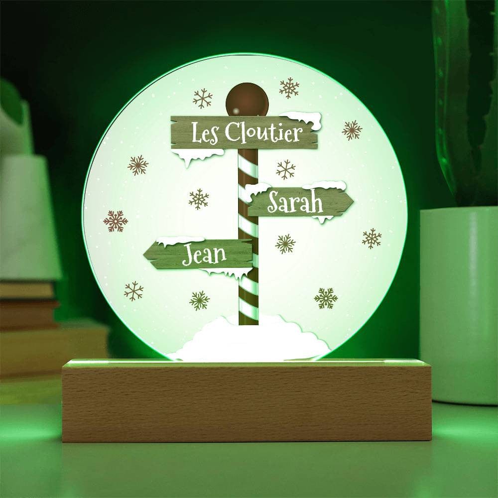 Cadeau Unique de Noël | Panneau Pôle Nord avec Prénoms | Cadeau LED de Noël