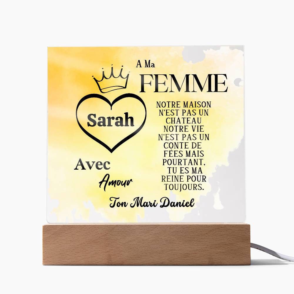 Cadeau Romantique pour Epouse | Plaque en Acrylique Personnalisée