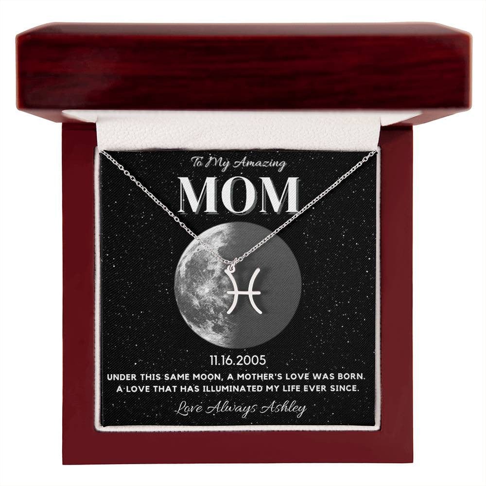 ✨ Zodiac & Moon Phase Necklace – A Personalized Gift for Moms ✨
