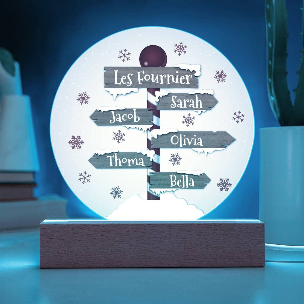 Cadeau Unique de Noël | Panneau Pôle Nord avec Prénoms | Cadeau LED de Noël