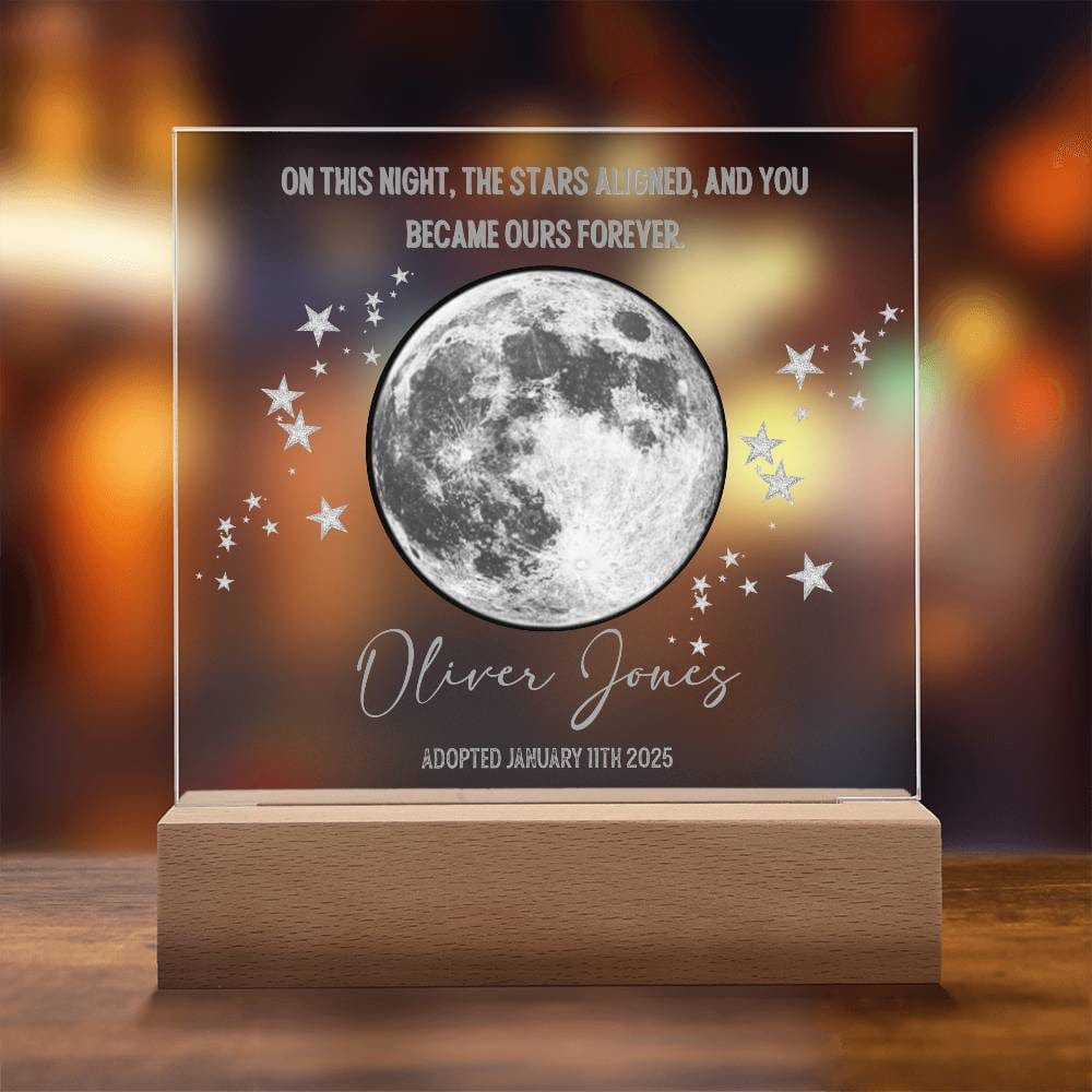 Adoption Keepsake | Personalized Moon Phase Acrylic Square Plaque