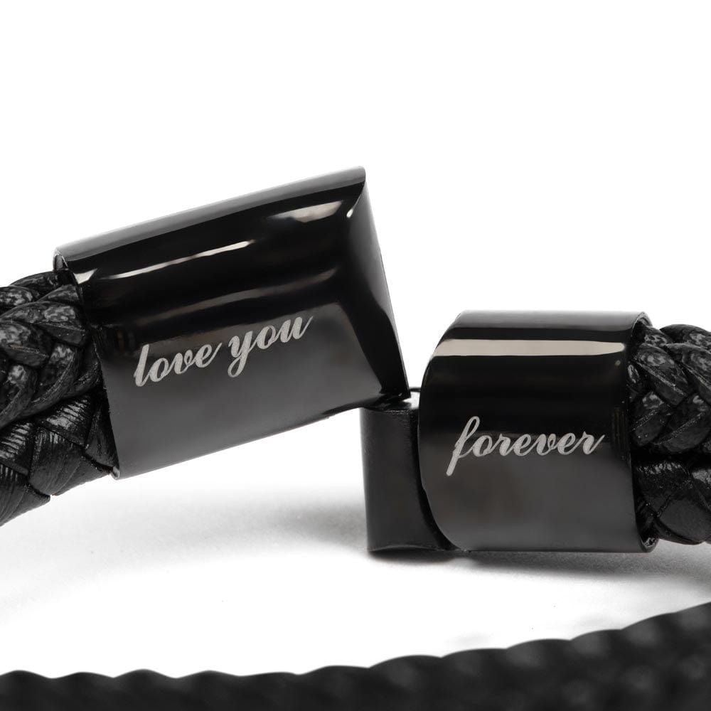 Cadeau pour Fils - Bracelet Tressé en Cuir avec Message Émotionnel