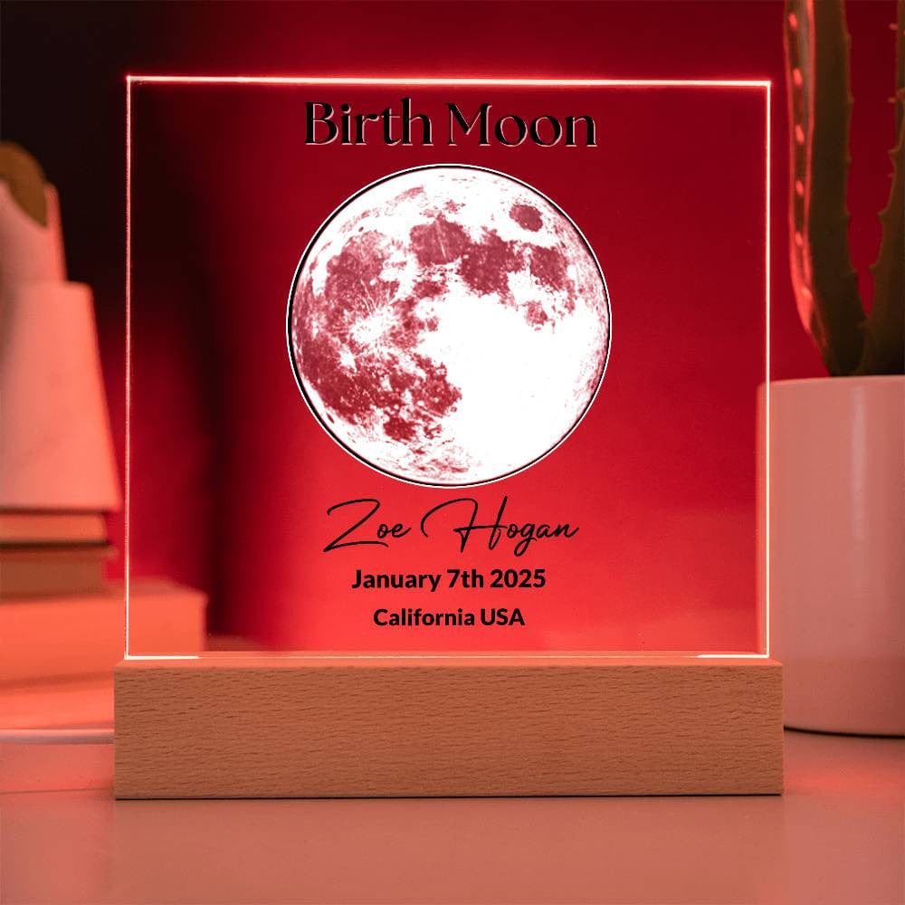 Birth Moon Plaque | Custom LED Acrylic Night Light Gift